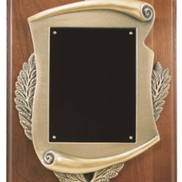 9" x 12" Genuine Walnut Plaque w/ Scroll Frame & Plate Thumbnail