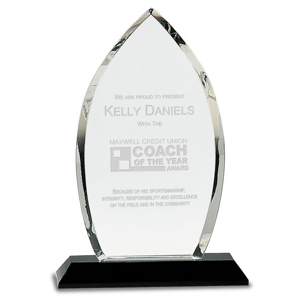 9 1/2" Clear Crystal Oval on Black Pedestal Base Thumbnail