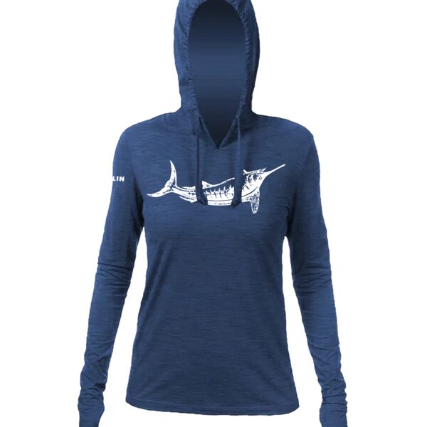 Female White Marlin Anetik Pro Tech Hooded Long Sleeve T-Shirt Thumbnail